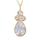 Absolute 10K Yellow Gold Cluster Round & Pear Pendant with Chain, 18"